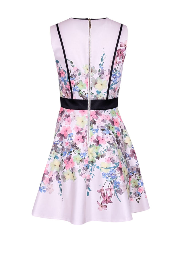 Current Boutique-Ted Baker - White w/ Green & Pink Floral Print Sleeveless Dress Sz 6