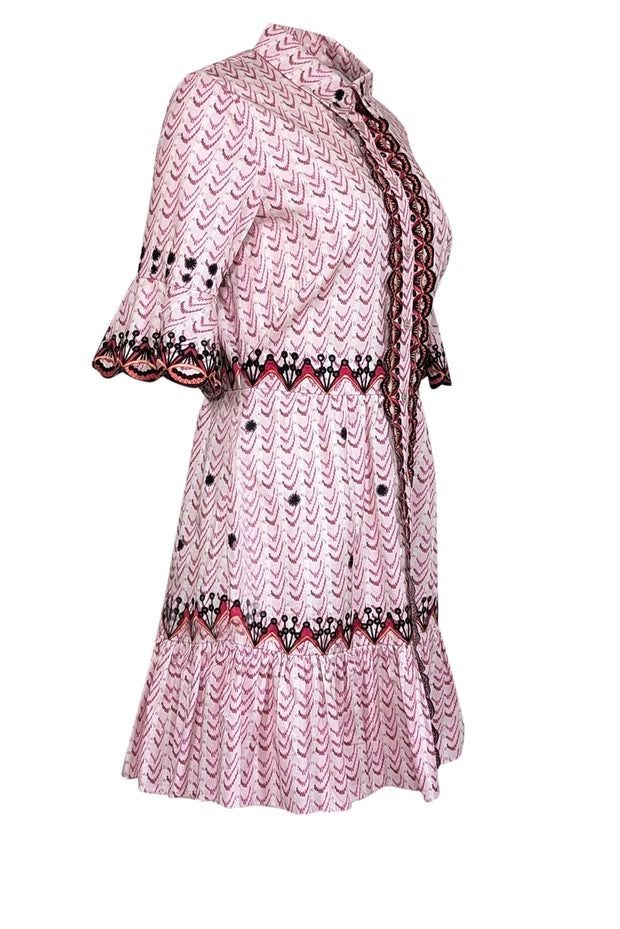 Current Boutique-Temperley London - Washed Mauve, Magenta, & White Print Dress w/ Embroidery Sz 8