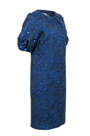 Current Boutique-Teri Jon - Navy & Metallic Blue Sequin Detail Dress Sz 8