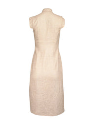 Current Boutique-The Fold - Cream Textured Linen Blend Double Breasted Dress Sz 4