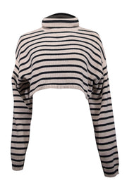 Current Boutique-The Frankie Shop - Beige & Black Striped Crop Sweater Sz XS/S