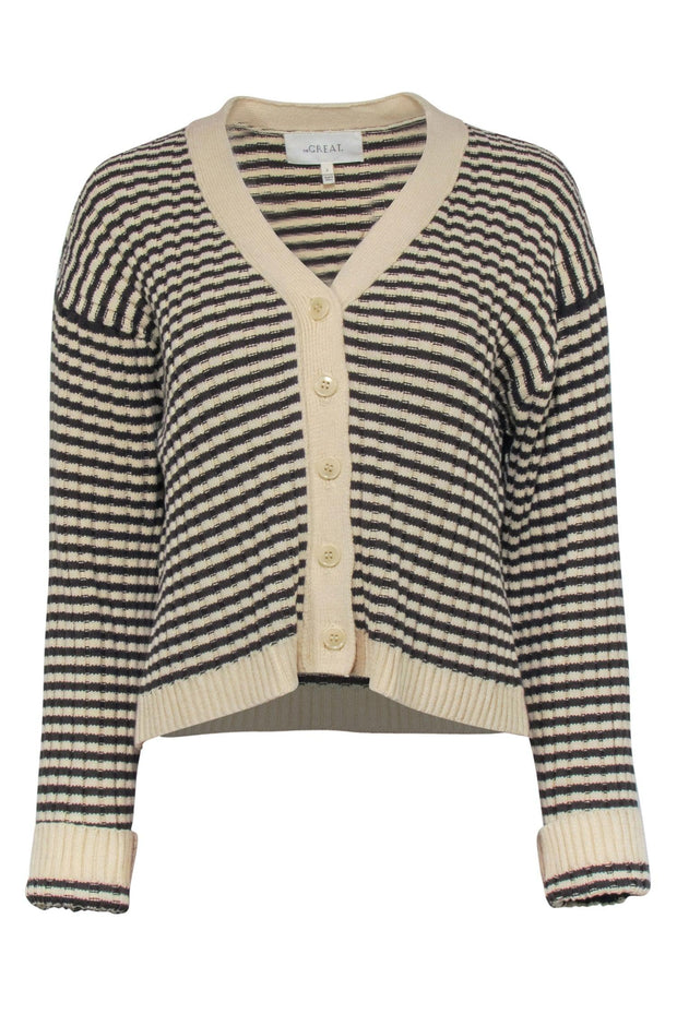 Current Boutique-The Great - Brown & Cream Striped Cardigan Sz 2