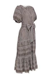 Current Boutique-The Great - Brown & White Gingham Puff Sleeve Maxi Dress Sz 12