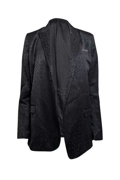 Current Boutique-The Kooples - Black Paisley Silk Blend Jacquard Open Blazer Sz L