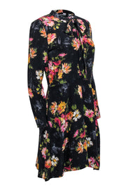 Current Boutique-The Kooples - Black w/ Multicolor "Fireworks Flowers" Silk Dress Sz M