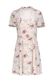 Current Boutique-The Kooples - Cream Floral Silk Short Sleeve Mini Dress Sz XS