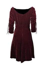 Current Boutique-The Kooples - Maroon Velvet Drawstring Sleeve Dress Sz S