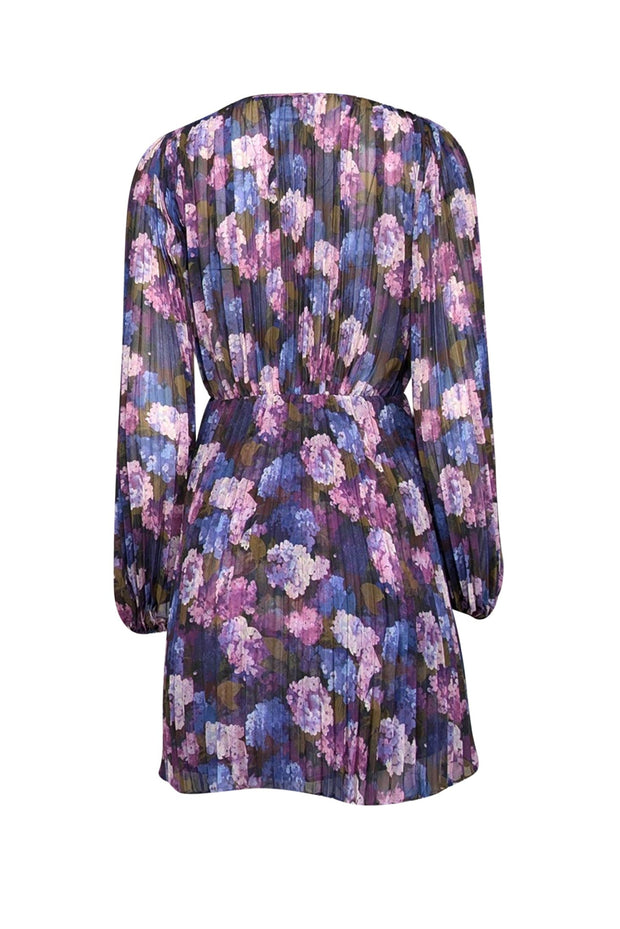 Current Boutique-The Kooples - Purple, Lilac, & Olive Floral Print Pleated Mini Dress Sz S