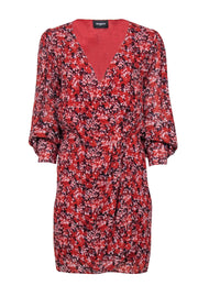 Current Boutique-The Kooples - Red, Maroon, & Pink Floral Print Wrap Dress Sz 2