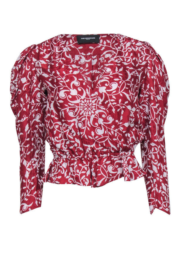 Current Boutique-The Kooples - Red Paisley Print Long Sleeve Wrap Blouse Sz S