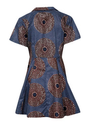 Current Boutique-The Oula Company - Blue, Rust, & Black Print Short Sleeve Dress Sz S