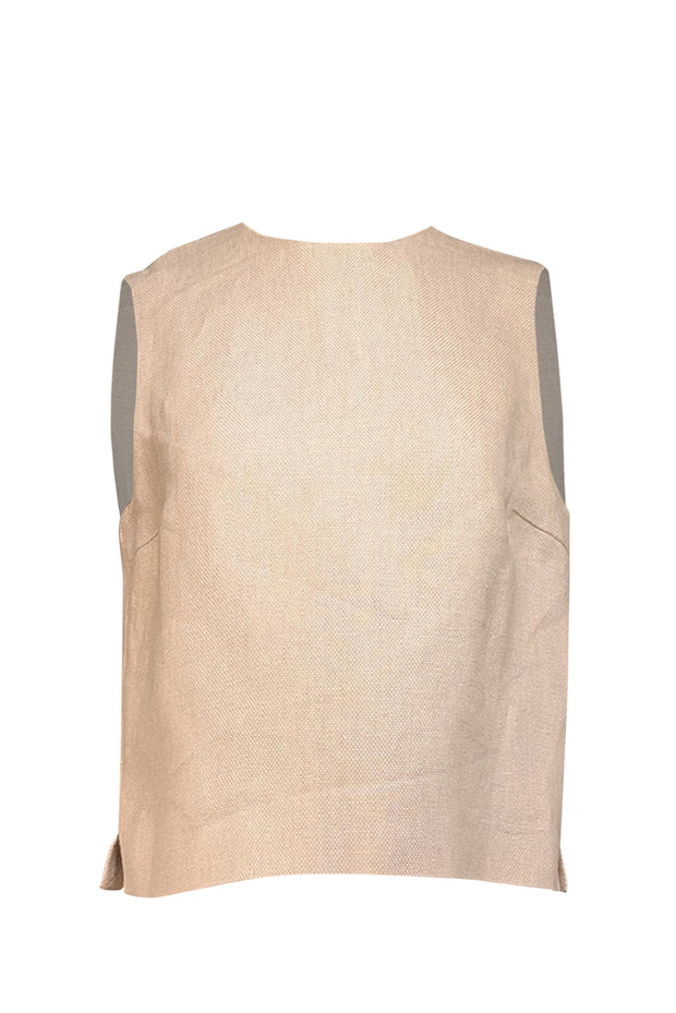 Current Boutique-Theory - Beige Linen Boxy Sleeveless Top Sz M