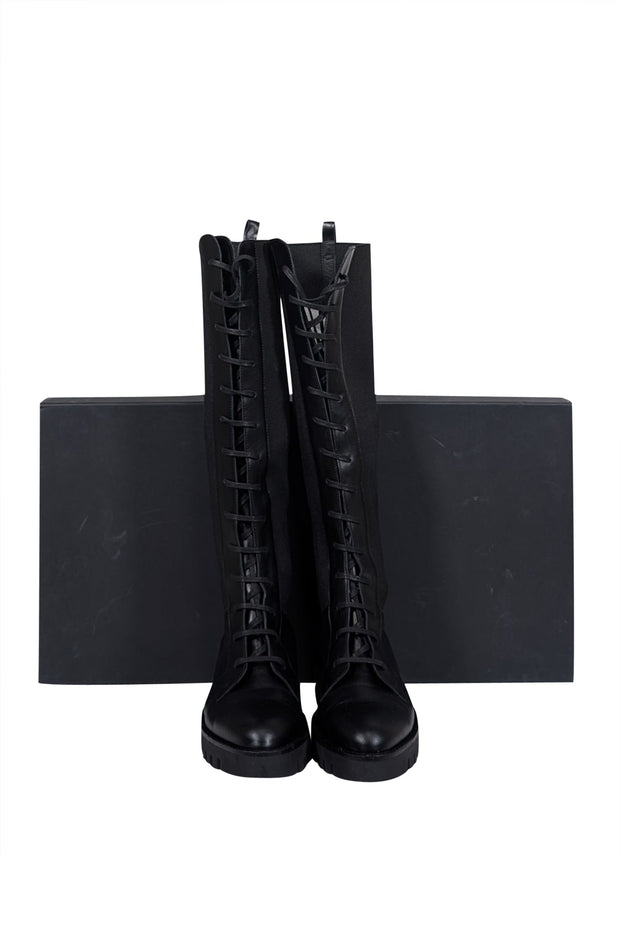 Current Boutique-Theory - Black Laced Lug Boot Sz 10