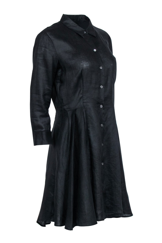 Current Boutique-Theory - Black Long Sleeve Shirt Dress Sz 8