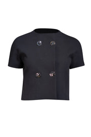 Current Boutique-Theory - Black Tailored Crop Top w/ Silver Buttons Sz P