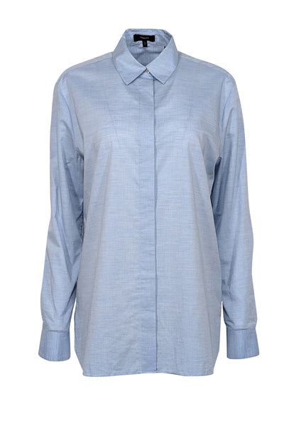 Current Boutique-Theory - Blue Button Down Long Sleeve Cotton Shirt Sz S