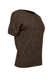 Current Boutique-Theory - Brown & Grey Mohair-Wool Blend Short Sleeve Sweater Sz P