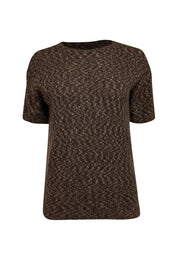 Current Boutique-Theory - Brown & Grey Mohair-Wool Blend Short Sleeve Sweater Sz P