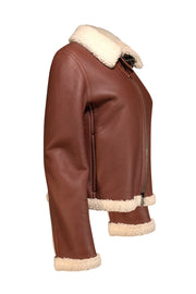 Current Boutique-Theory - Brown "Sedona" Relax Shearling Moto Lamb's Leather Jacket Sz L