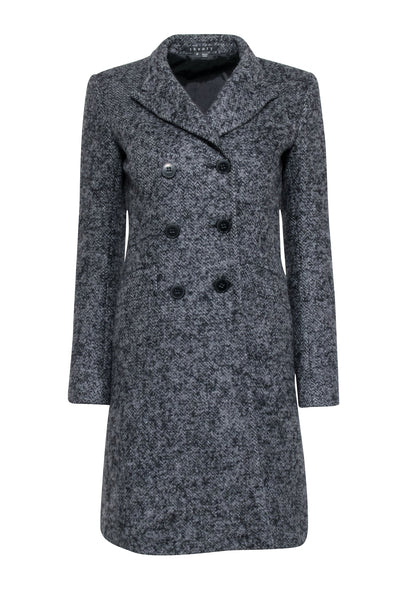 Current Boutique-Theory - Dark Grey Double Breasted Tweed Coat Sz P