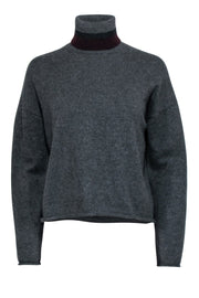 Current Boutique-Theory - Dark Grey Turtleneck w/ Maroon Contrast Sz P