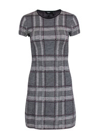 Current Boutique-Theory - Grey Plaid Mini Short Sleeve Dress Sz S