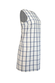 Current Boutique-Theory - Ivory & Navy Plaid Sleeveless Sheath Dress Sz 4