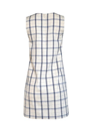 Current Boutique-Theory - Ivory & Navy Plaid Sleeveless Sheath Dress Sz 4