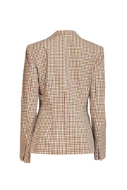 Current Boutique-Theory - Ivory w/ Brown Grid Print Angled Blazer Sz 8