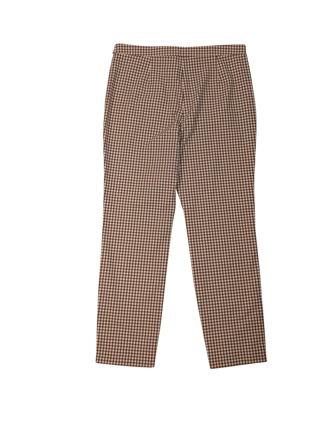 Current Boutique-Theory - Ivory w/ Brown Grid Print Straight Leg Pants Sz 8