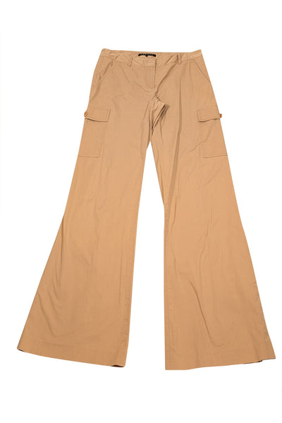 Current Boutique-Theory - Khaki Cotton Wide Leg Cargo Trousers Sz 6