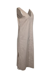 Current Boutique-Theory - Khaki Linen Blend Deep V-Neck Dress Sz S