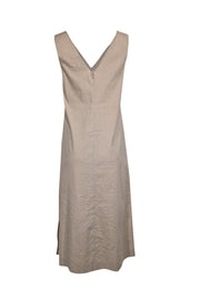 Current Boutique-Theory - Khaki Linen Blend Deep V-Neck Dress Sz S