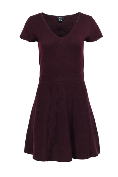 Current Boutique-Theory - Maroon Fit & Flare Knit Dress Sz M