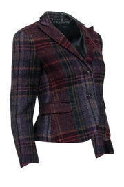 Current Boutique-Theory - Maroon & Multi Color Plaid Blazer Sz 4