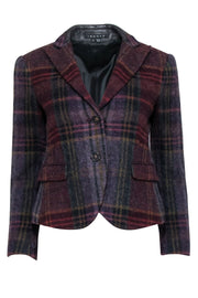 Current Boutique-Theory - Maroon & Multi Color Plaid Blazer Sz 4