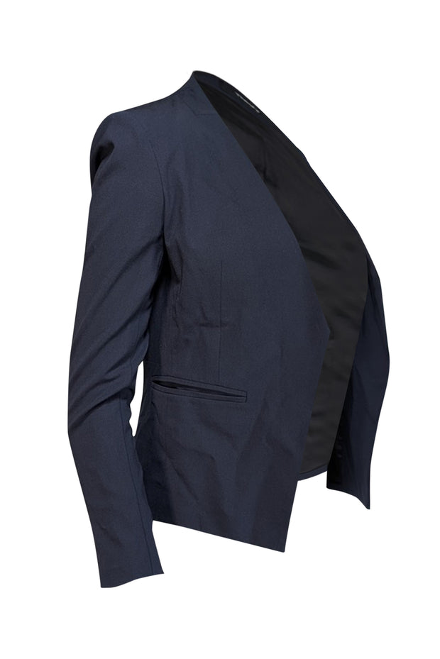 Current Boutique-Theory - Navy Open Front Collarless Blazer Sz 0