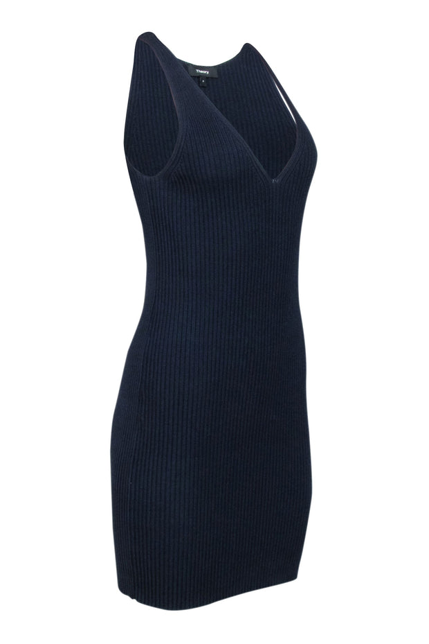 Current Boutique-Theory- Navy Ribbed Knit Mini Dress Sz P