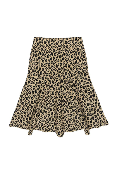 Current Boutique-Theory - Tan & Black Leopard Print Knit Flounce Skirt Sz S