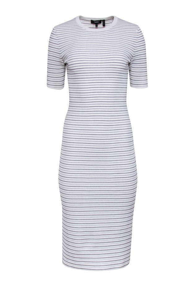 Current Boutique-Theory - White & Black Stripe Knit Dress Sz S