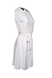 Current Boutique-Theory - White Sleeveless Button Down w/ Waist Tie Dress Sz 8