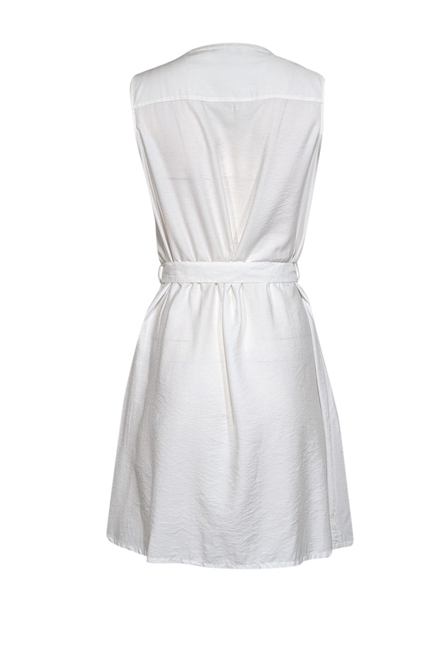 Current Boutique-Theory - White Sleeveless Button Down w/ Waist Tie Dress Sz 8