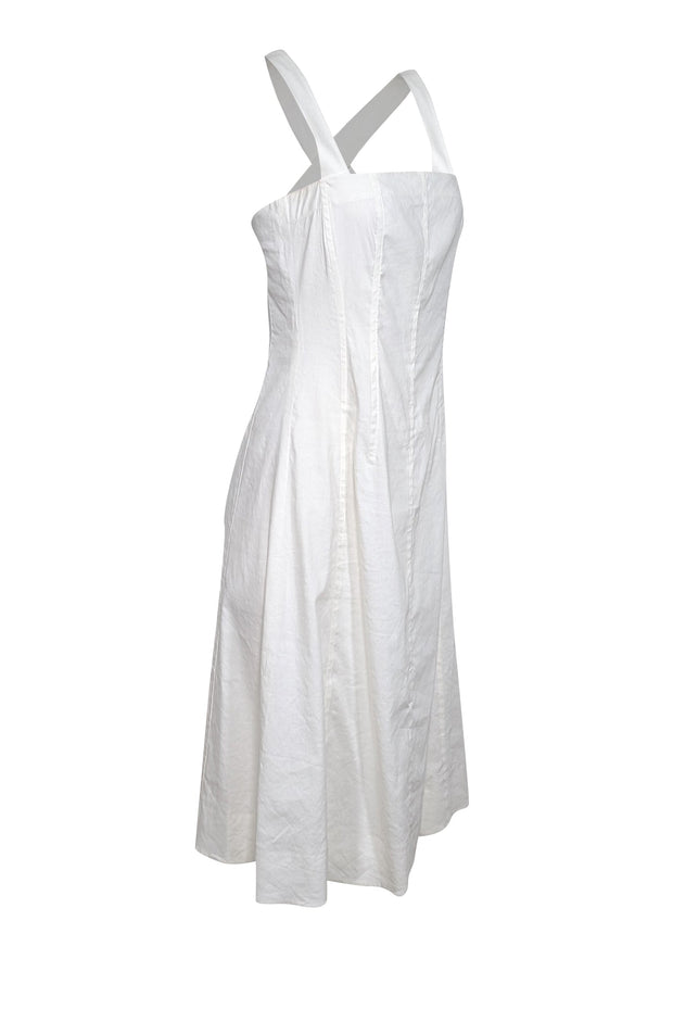 Current Boutique-Theory - White Sleeveless Square Neckline Midi Dress Sz 8