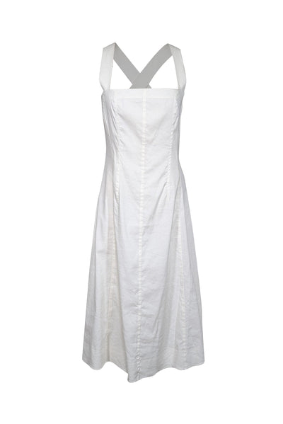 Current Boutique-Theory - White Sleeveless Square Neckline Midi Dress Sz 8