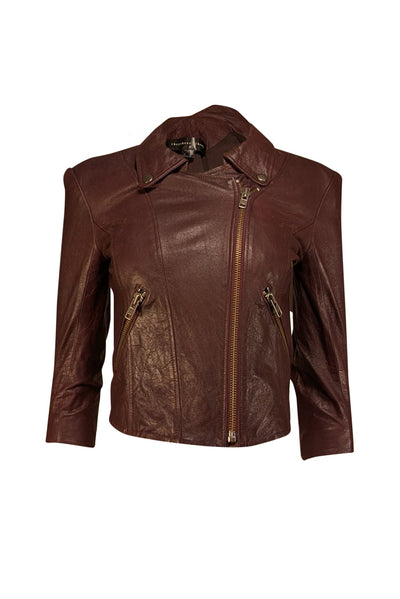 Current Boutique-Theyskens' Theory - Burgundy Lamb Leather Moto Jacket Sz P