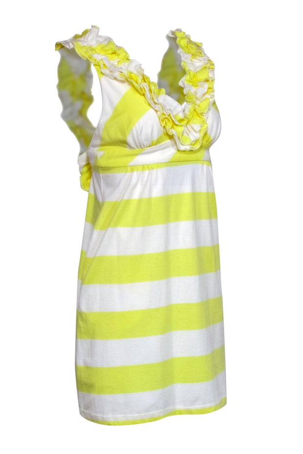 Current Boutique-Thread Social - Yellow & White Stripe Ruffle Dress Sz 2