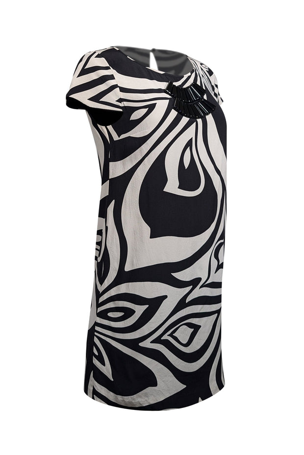 Current Boutique-Tibi - Black & Cream Swirl Print Short Sleeve Dress Sz 4