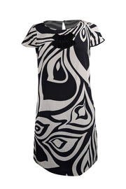 Current Boutique-Tibi - Black & Cream Swirl Print Short Sleeve Dress Sz 4