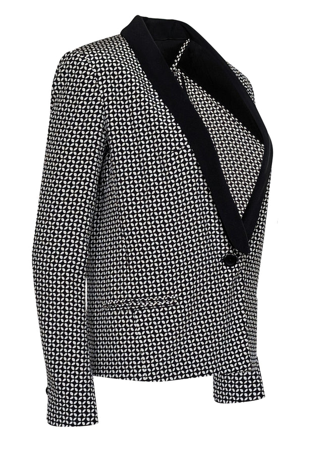 Current Boutique-Tibi - Black & White Geometric Print Short Blazer Sz S