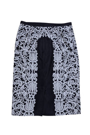 Current Boutique-Tibi - Black & White Lace Printed Silk Pencil Skirt Sz 4